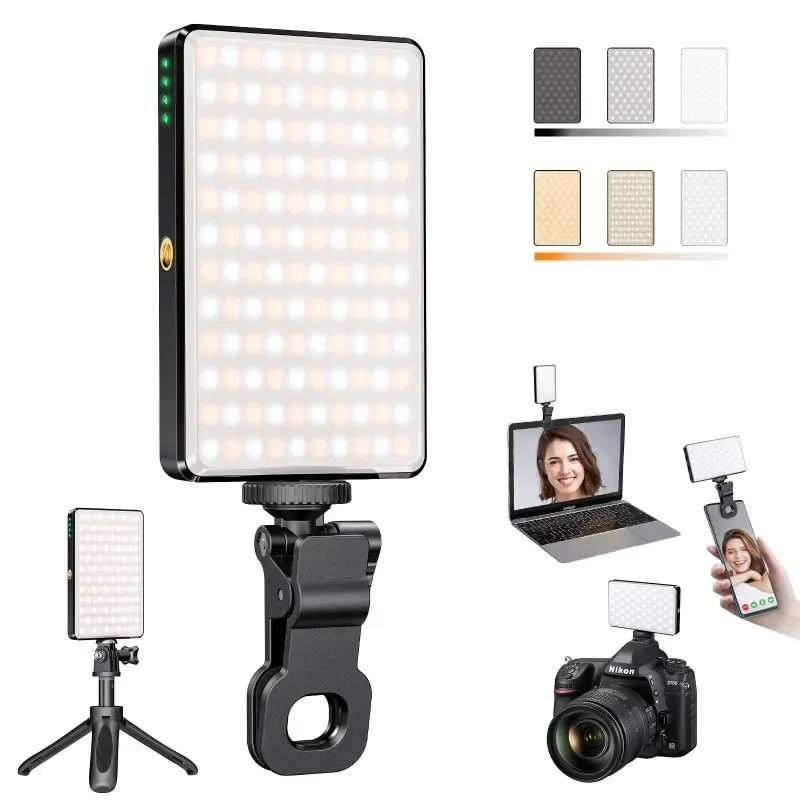 120 Led High Power Rechargeable Clip Fill Video Light with Sturdy Clip Adjusted 3 Light Modes for Phone Ipad Tablet Selfie Light