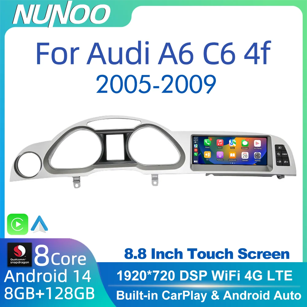 

Автомобильный мультимедийный плеер с Android 14 8 + 128 ГБ для Audi A6 C6 4f 2005-2009 MMI 2G 3G GPS навигация автомобильное радио стерео DSP WIFI