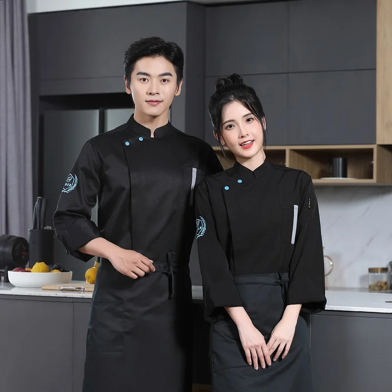 

Рабочая одежда для шеф-поваров отелей, мужская осенне-зимняя одежда с длинными рукавами для кухни, кейтеринга, школьных столовых, ресторанов-барбекю, и т.д.