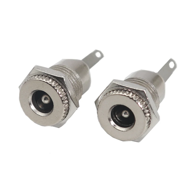 【5-1PCS】DC099 5.5 mm x 2.1mm DC Power Jack Socket Female Panel Mount Connector Metal DC-099 Open Hole 11MM 5.5*2.1 5.5*2.5