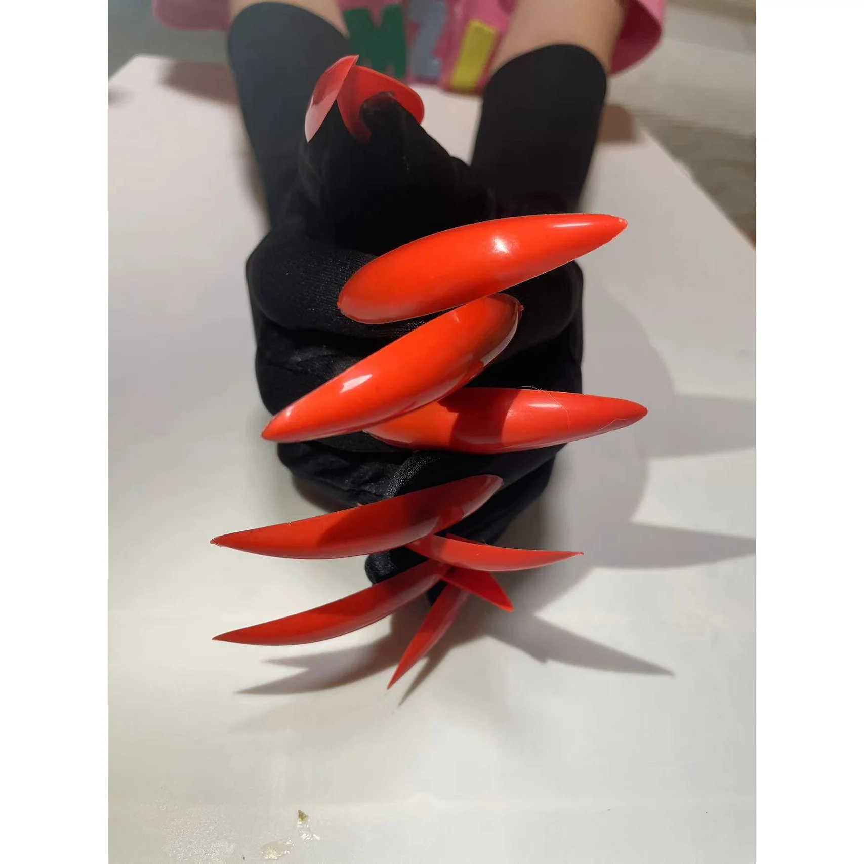 Halloween-Handschuhe, lange Nagel-Vampir-Handschuhe, Hexen-Handschuhe, Rollenspiele, fünf Finger, geteilter Finger, Cosplay mit Geisterklaue, lange Handschuhe