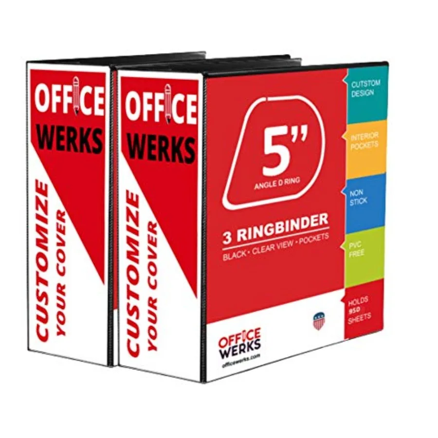 

Extra-Large 3-Ring Binder Heavy-Duty 5-Inch D-Ring Office Organizer Crystal Clear Overlay View Binder Archival-Grade Legal Stor