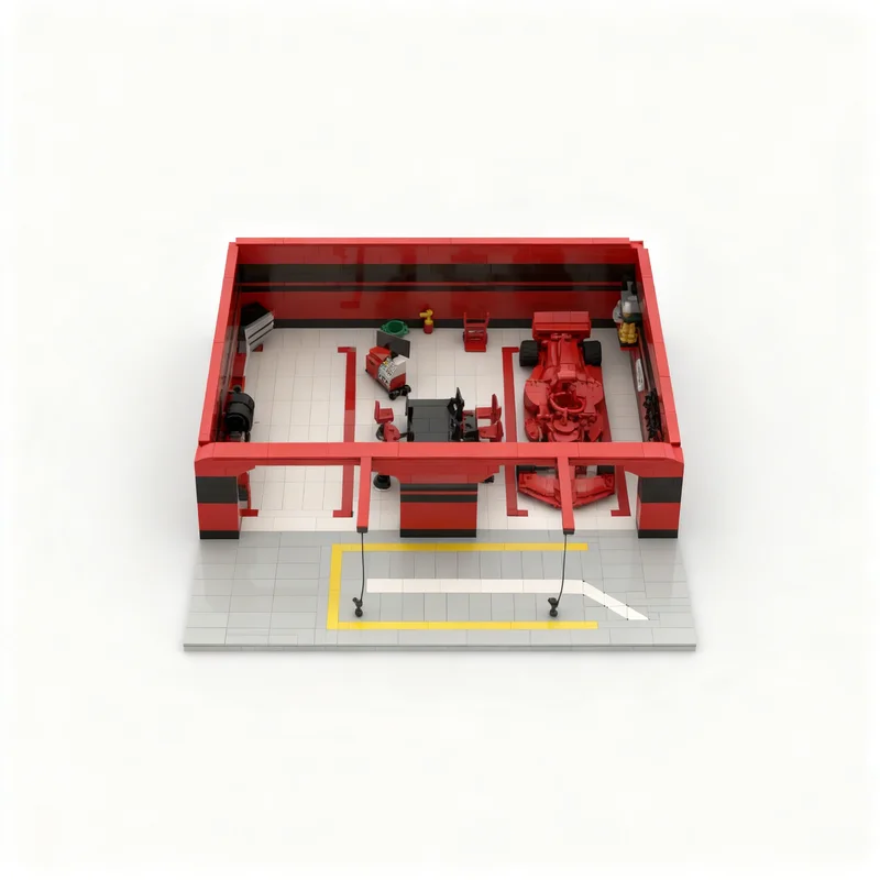 827-pieces-moc-city-champions-f1-pitstop-garage-modele-blocs-de-construction-idee-d'exposition-brique-a-assembler-collection-Education-anniversaire-diy