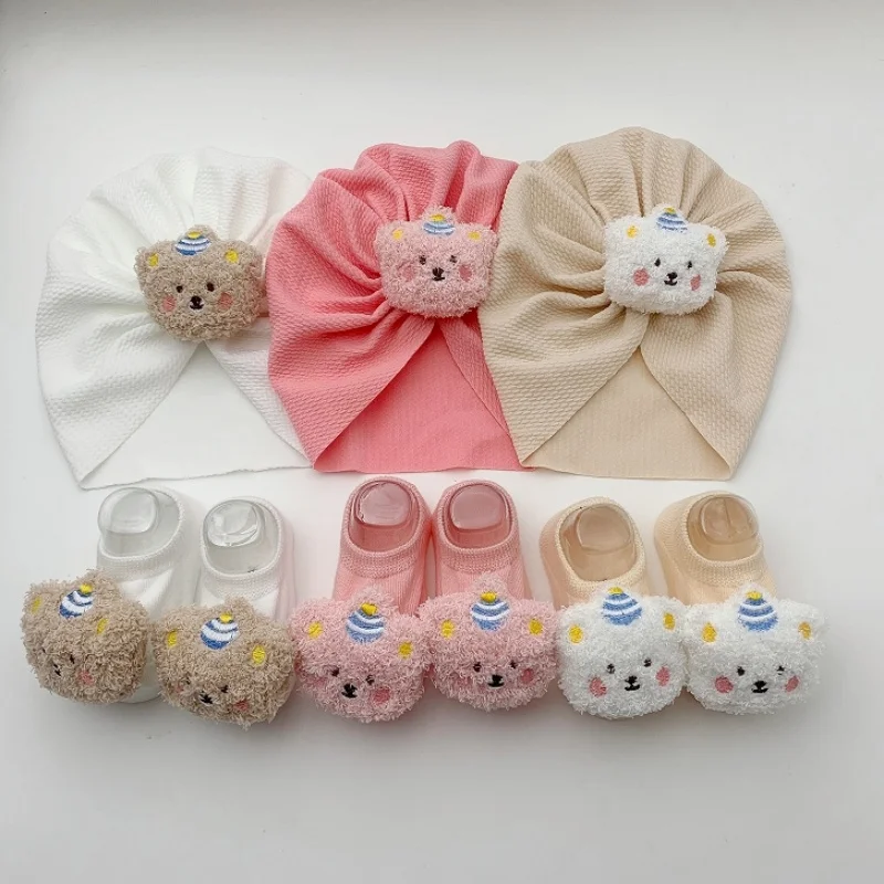

Baby Girl Hat Socks Set Newborn Beanie for Girls Accessories Baby Cap