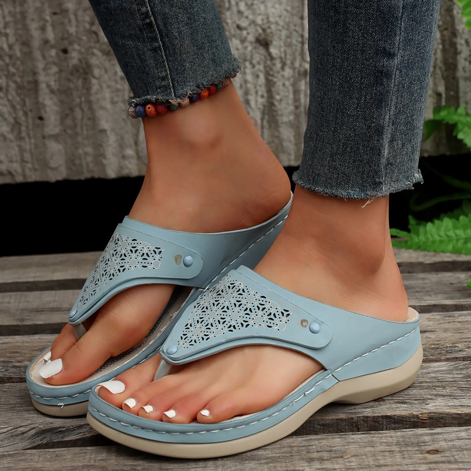 Women\'s Summer Casual Sandals Solid Colour Fashion Open Toe Slope Heel Sandals Slippers Comfort Breathable Slippers Sandals