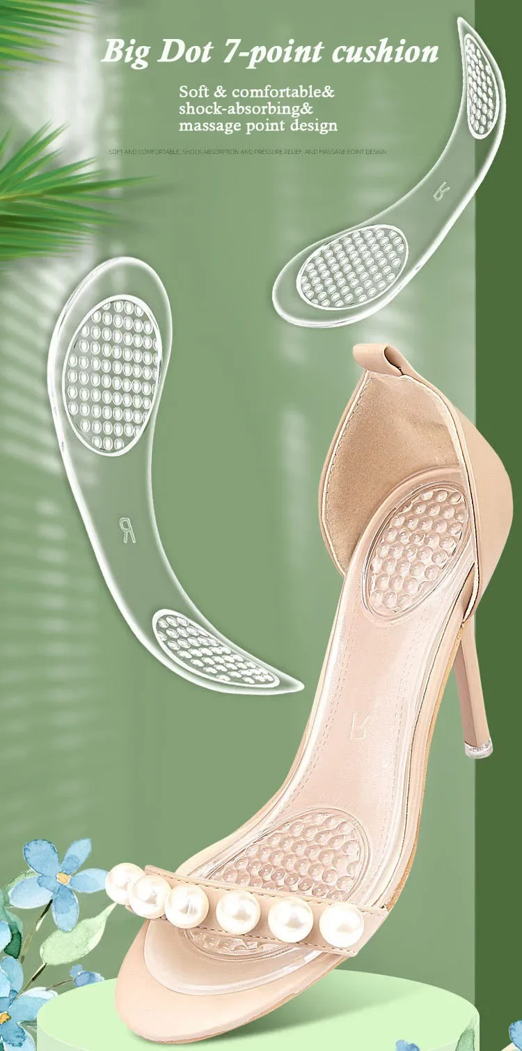 Sommer-GEL-Silikon-Einlegesohlen, sieben Punkte, für Damen, für High Heels, einzelne Sandalen, Schuhe, Polster, selbstklebende Einlegesohle, waschbare Schuhpolster. – Detail 1