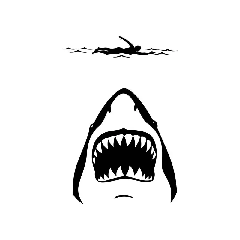 Creativity Shark Jaws Swimmer Car Sticker Interesting Vinyl Decal Auto Molding Decoration Covering Scratches 13.8x20cm