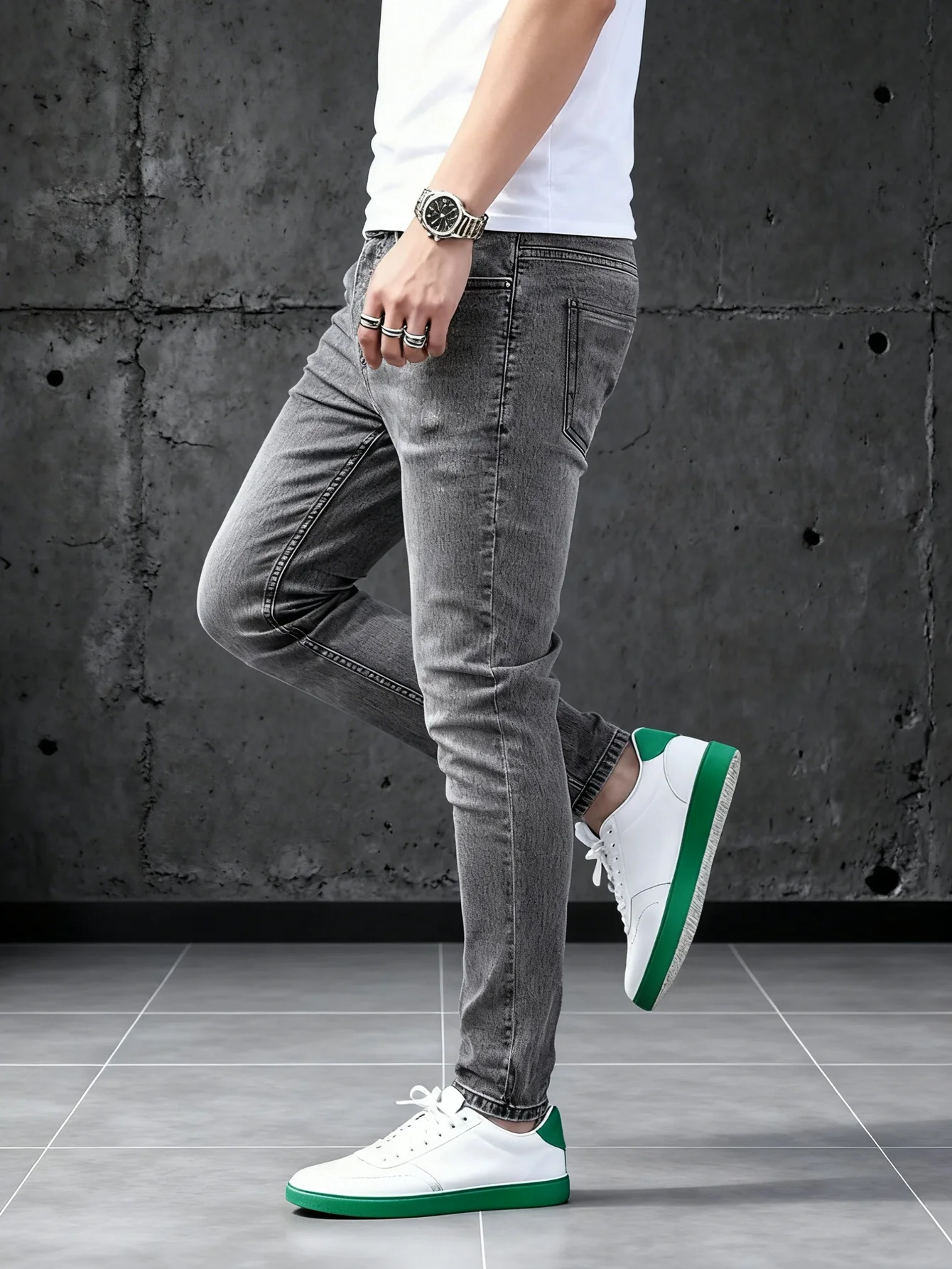 

Fashion-forward Gray Y2K Men's Slim Jeans Original Drip Style Denim Pants No accessories or belts included