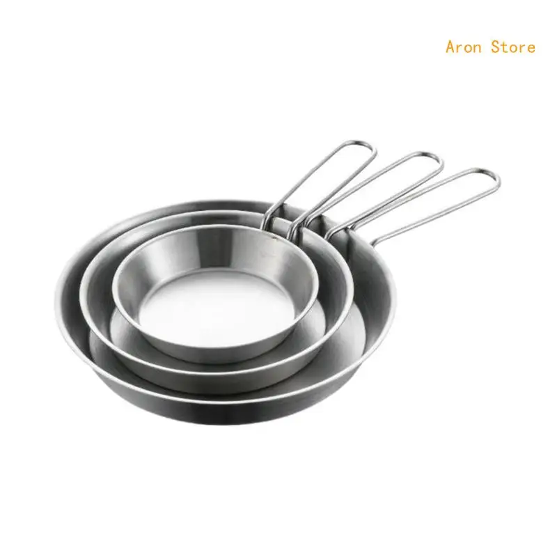 

Stainless Steel Nonstick Fry Pans Foldable Handle Cookware for Easy Transport H3CF