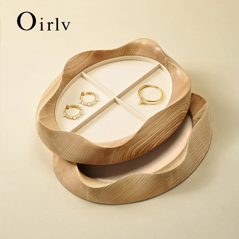 

Oirlv Wooden Jewelry Tray Petal Shape Jewelry Viewing Tray Ring Pearl Necklace Earring Bracelets Display Props Jewelry Organizer