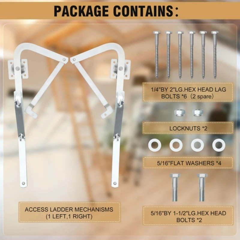 Attic Ladder Hinge Arms Replacement Attic Door Hinges for Mk5, WU2210, W2208, W2210, Hardware TOP ones