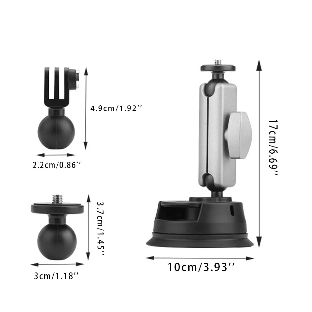 Câmera de ação Ventosa Car Mount Holder, Adaptador para DJI Osmo Pocket 3 GoPro Hero 13 12 11 10 9 Insta360 X4 Acessórios