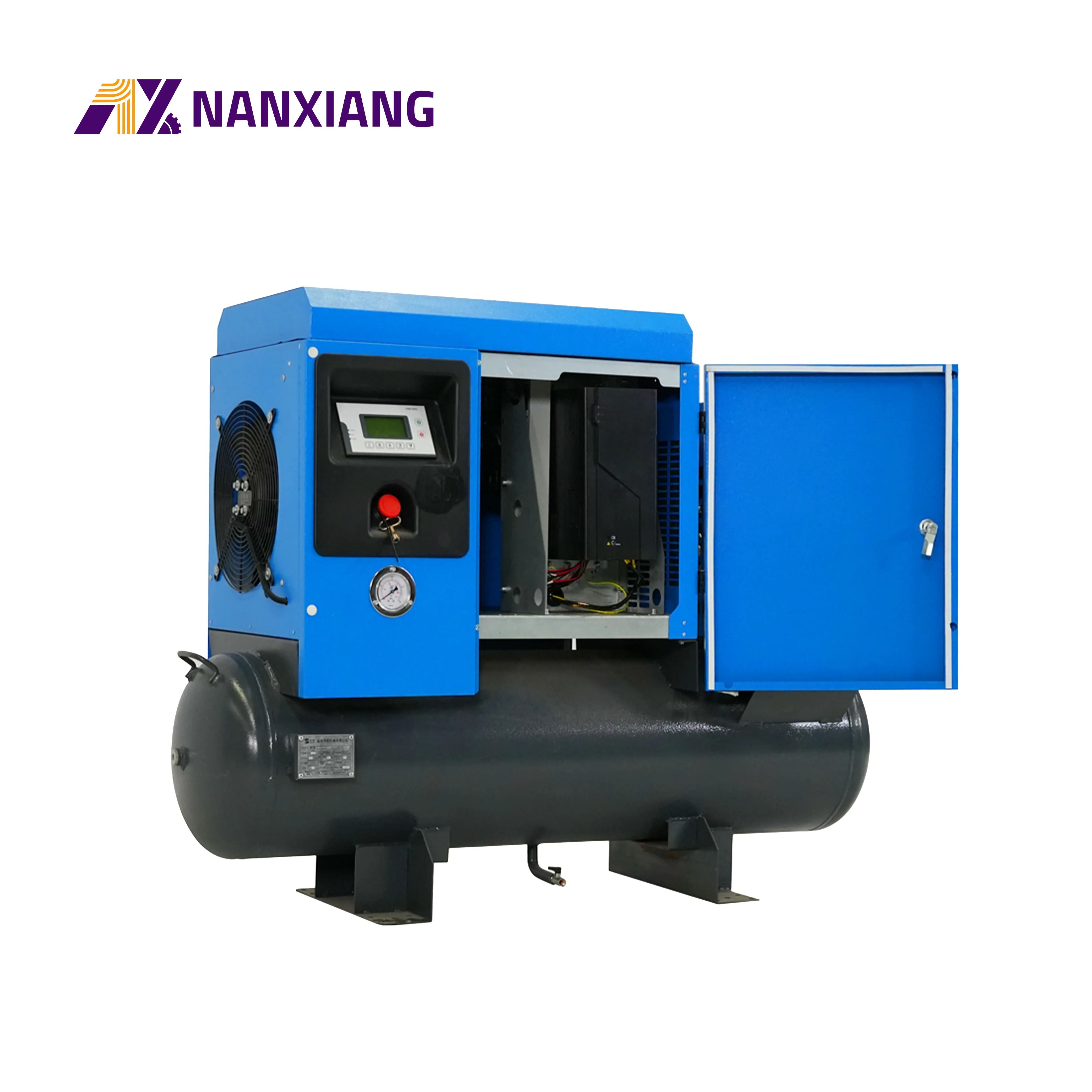 Portable Screw Air Compressor With Air Tank 3.7kw 5hp All In One High Efficiency Smart Silent Screw Air Compress