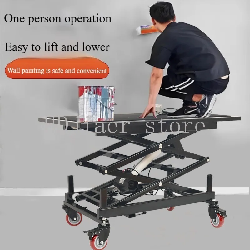

New Electric Lifting Horse Stool Folding Mobile Interior Decoration Tile Trolley Foot Lift Platform With Remote Control