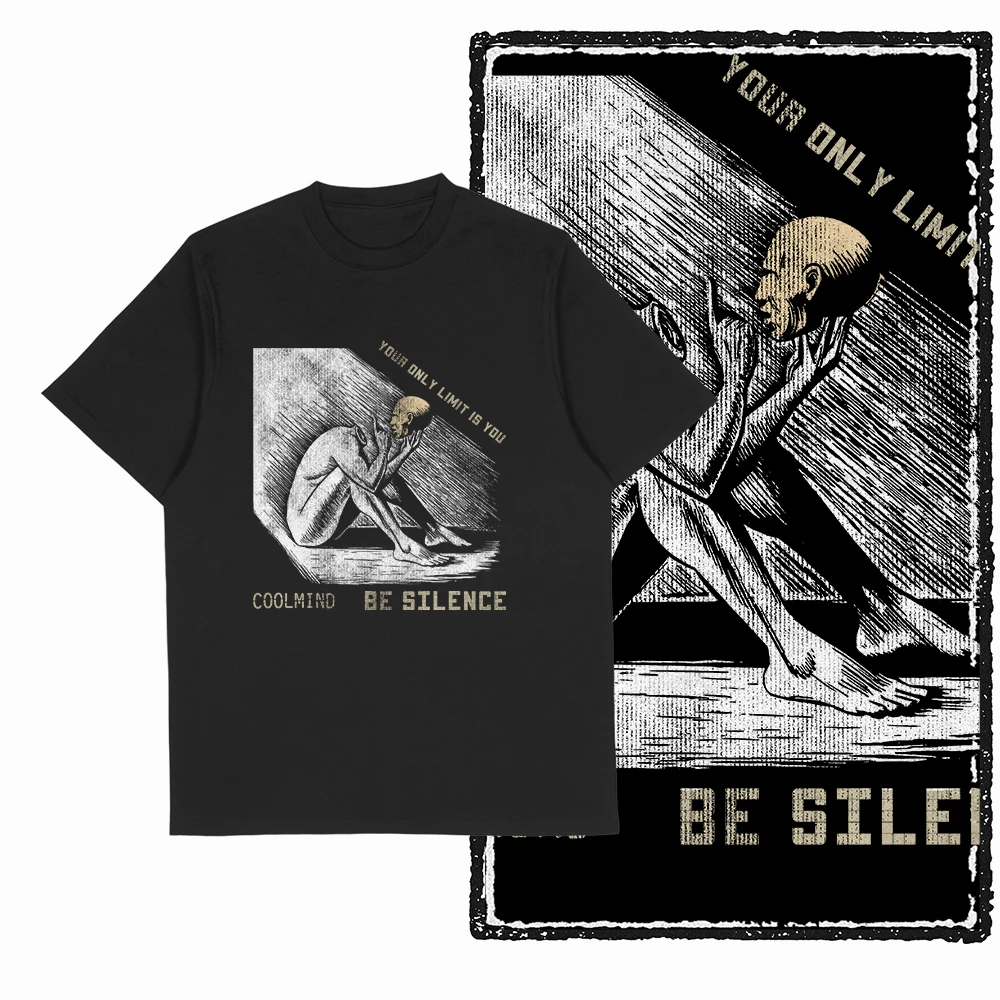 Coolmind ZF025 100% Cotton Big Size Streetwear Vintage Men T-Shirt Loose Exclusive Graphic Men T-Shirt Cotton Tee Shirts
