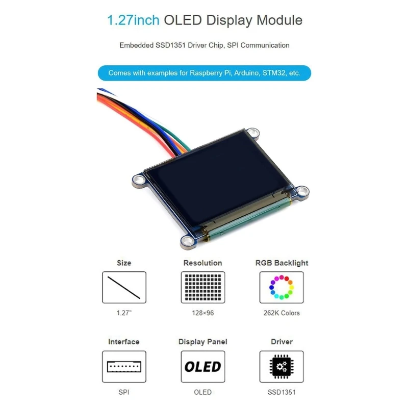 High-Resolution OLED Display Modules RGB Screen SPI for Raspberry