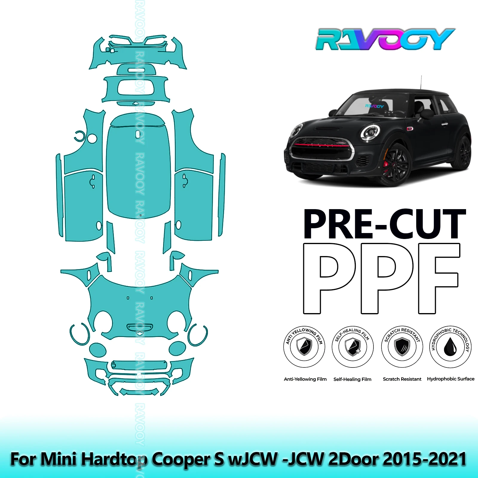 

8.5Mil Precut PPF Paint Protection Film Full Vehicle Clear Bra For Mini Hardtop Cooper S WJCW -JCW 2Door 2015-2021