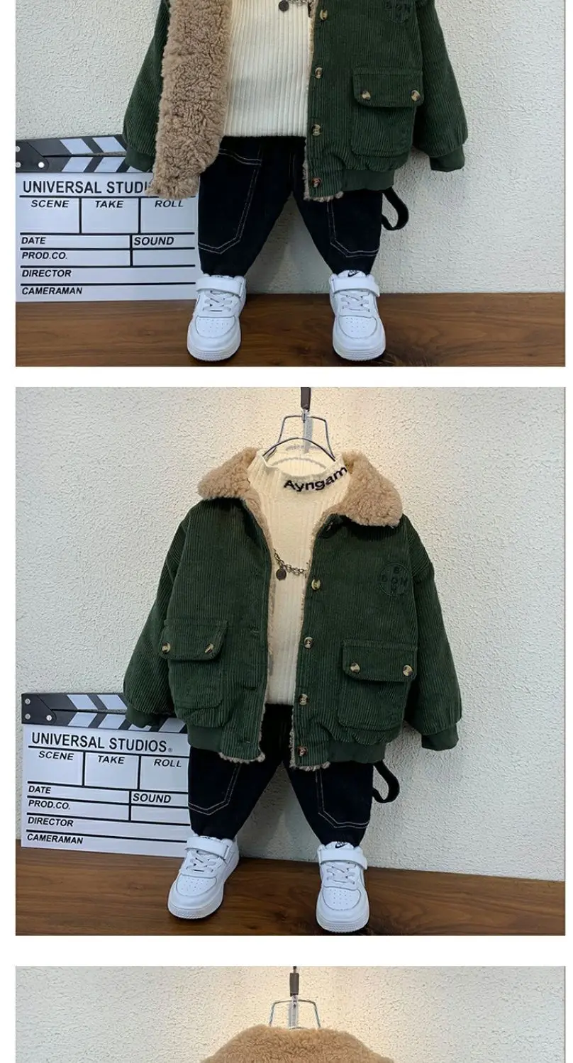 Children\'s  Fleece Jacket Fall And Winter Boys Girls Coral Thickened Padded Jacket  Top Casual Warm Coat 1-6 Years Old