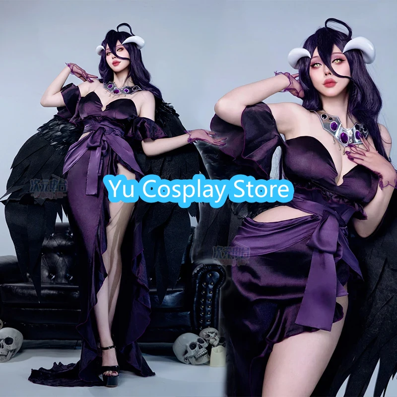 

Anime OVERLORD Albedo Cosplay Costume Women Sexy Evening Dress Cute Party Suit Halloween Carnival Uniforms Custom Made