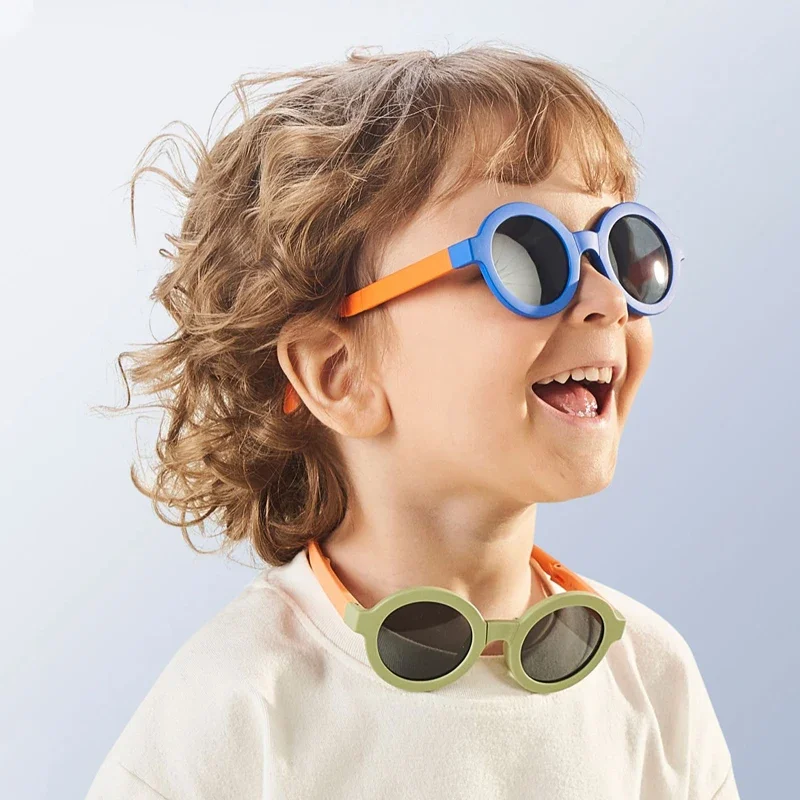 Foldable Sunglasses Children's Glasses Little Girls' UV Protection Cartoon Sunglasses Boys' and Girls' Babies' Fashionable