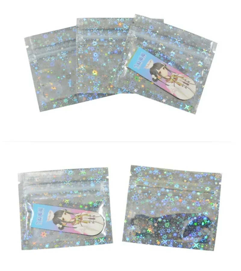 100/500/1000PCS Resealable Clear Hologram Ziplock Packaging Bags DIY Laser Matcha Coffee Tea Powder Trinkets Snack Gift Pouches view 6