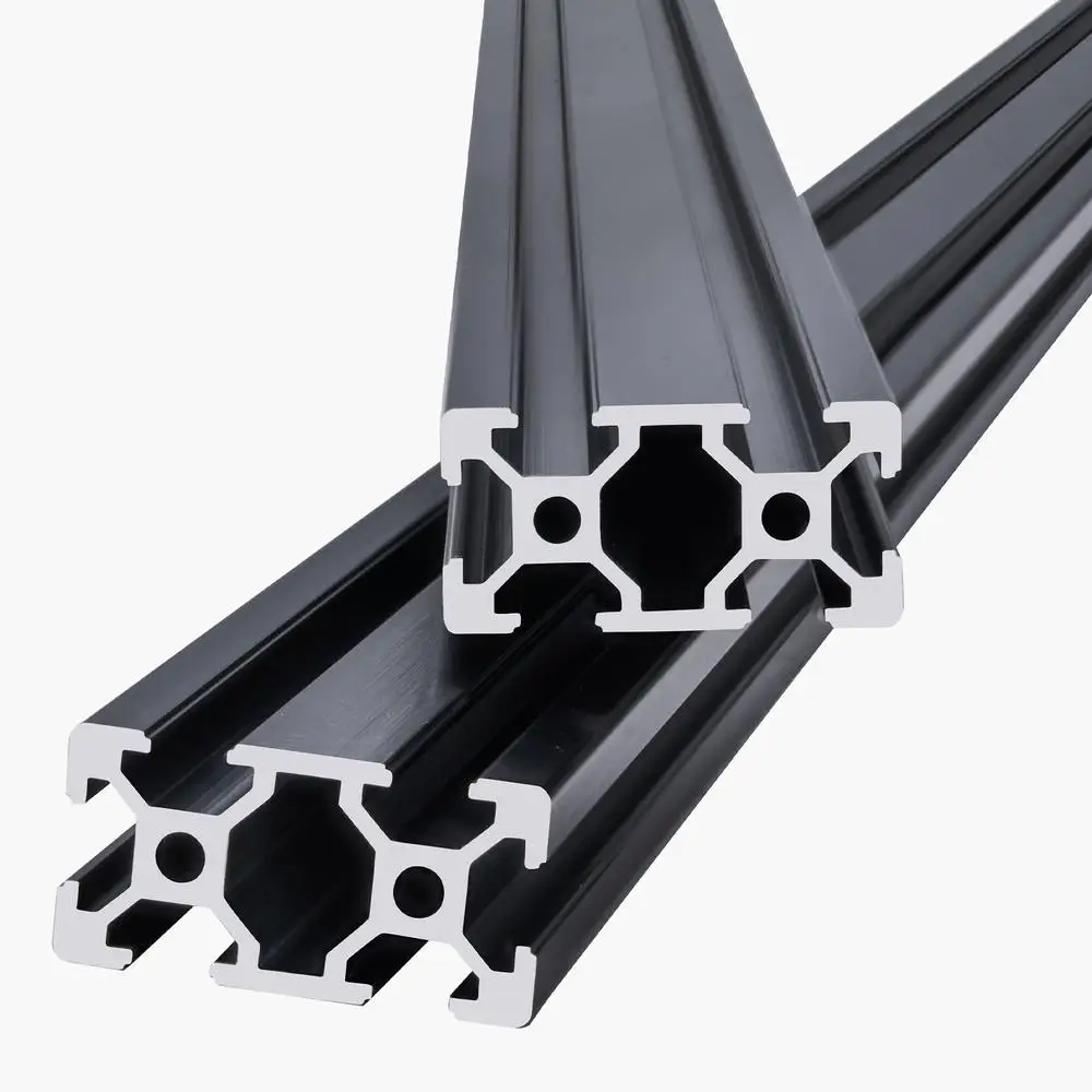 Set aus 5 Aluminiumprofilen, 1000 mm T-Nut, 2040 Aluminium-Extrusionsprofil, eloxierte Linearschiene nach europäischem Standard, Nutprofil für 3D-Drucker, CNC-Maschinen, DIY, Lasergravur, schwarz
