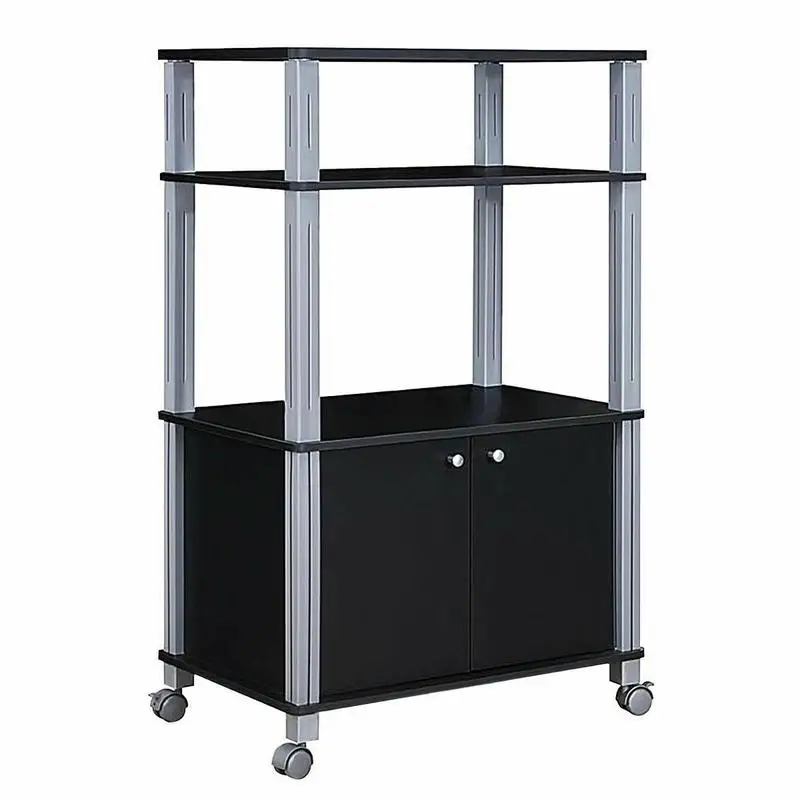 Carrito de Almacenamiento con Ruedas para Microondas - Negro