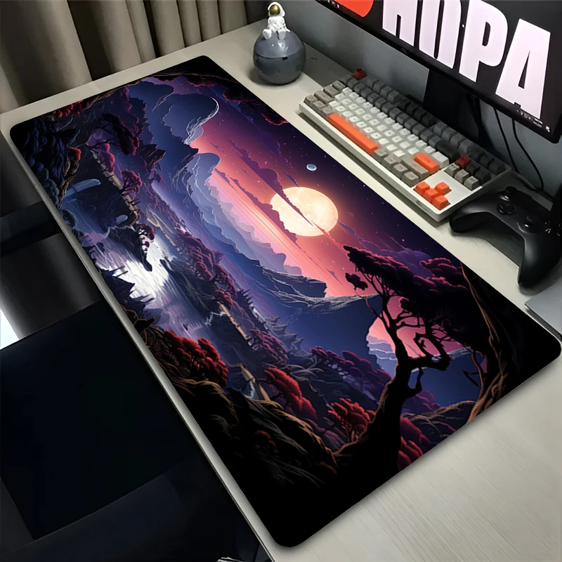 Rubber Mouse Pad Game Desk Mat Computer Keyboard Pad Large Gaming Accessories Black and white Carpet Natural Landscape Mousepad - view 4