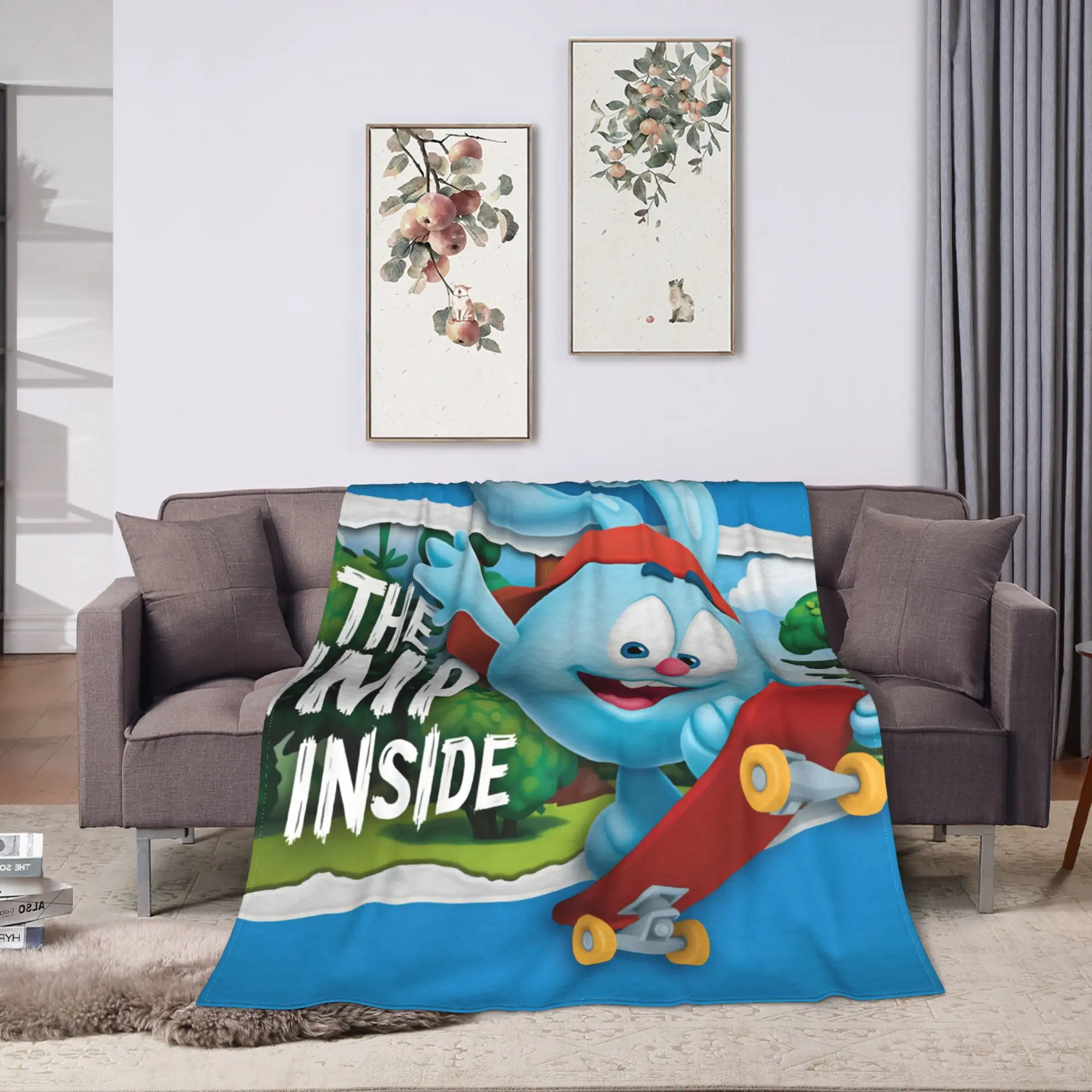 Kikoriki The Imp Inside Skateboard Krash Blanket Winter Soft Throw Blanket For Adults Chair Sofa Bed Flannel Bedspread Bed Cover