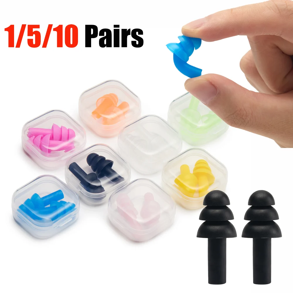 Soft Silicone Earplugs Waterproof Swimming Ear Plugs Reusable Noise Reduction Sleeping Ear Plugs Hearing Protector With Box