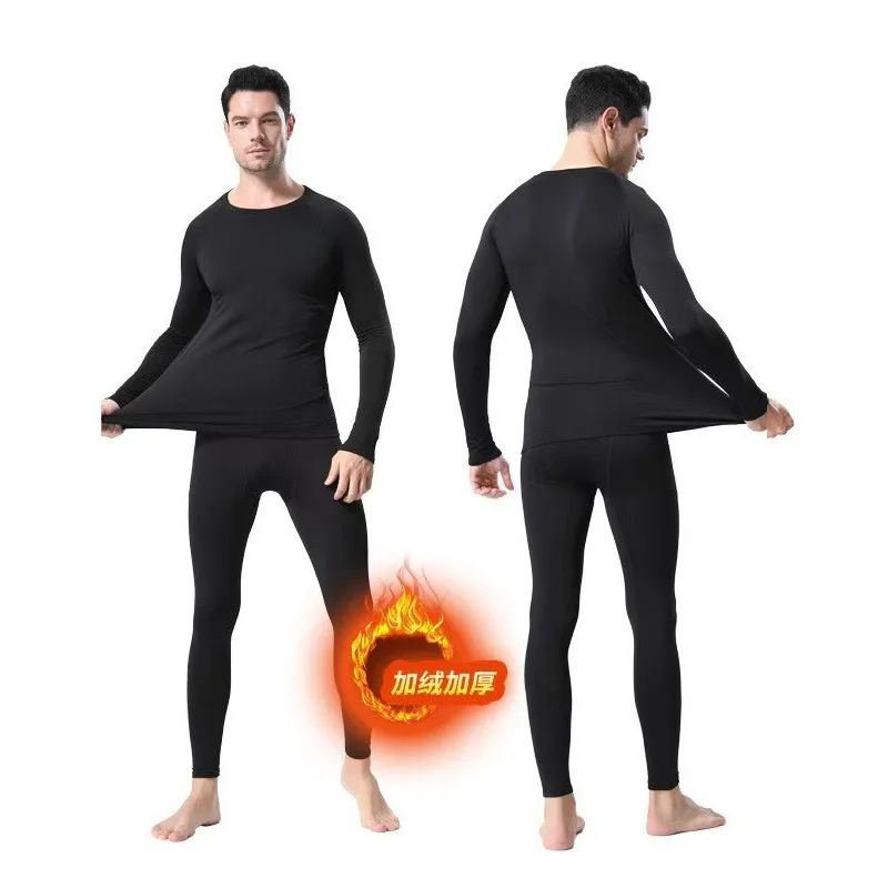Men's autumn and winter velvet sportswear set,skiing, running,speed drying clothes,tight fitting fitness clothes,base underwear