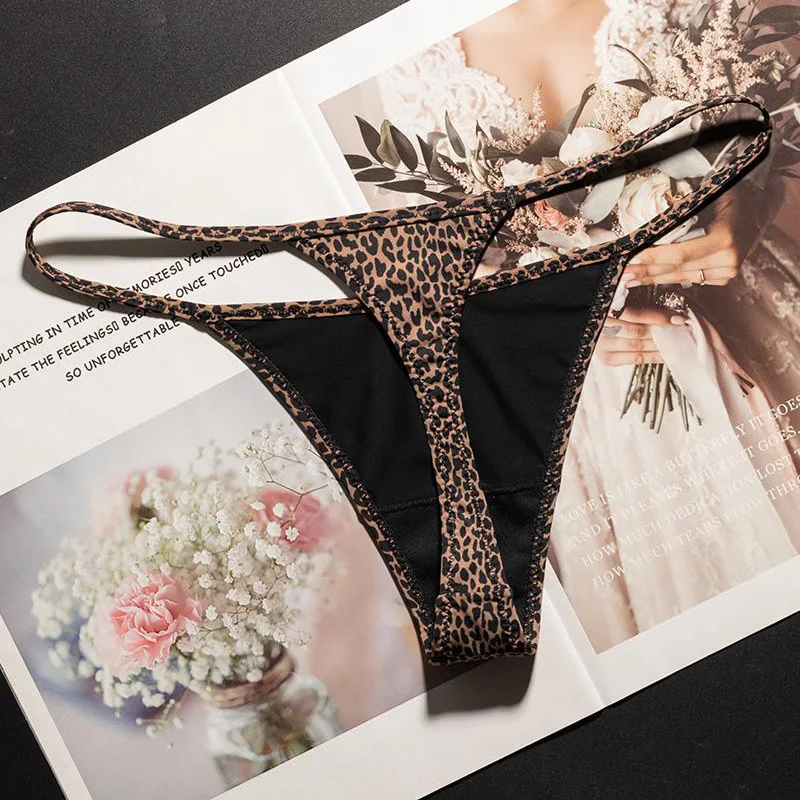 Low Waist Girls G String Leopard Women Panties Sexy Briefs Thong Ice Slik T-back Underwear Seamless Female Lingerie Size S-XL