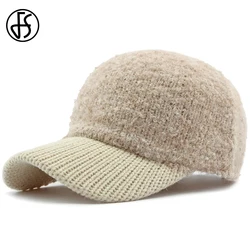 FS Winter Beige Knitted Baseball Cap For Men Luxury Brand Women Lambswool Hats Streetwear Trucker Caps Casquette Homme 2026