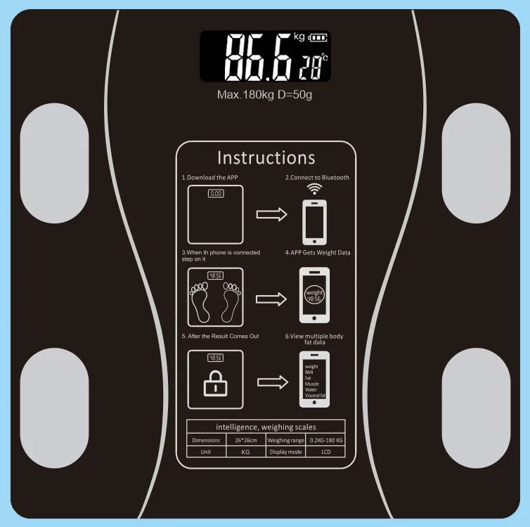 Smart Body Fat Scale, Accurate Fat Rate, Monitor Body Changes, Home Health Detector, Good Helper For Slimming And Shaping