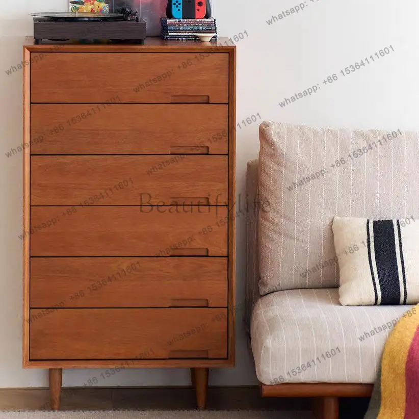 New small apartment retro solid wood side cabinet household bedroom storage storage wardrobe