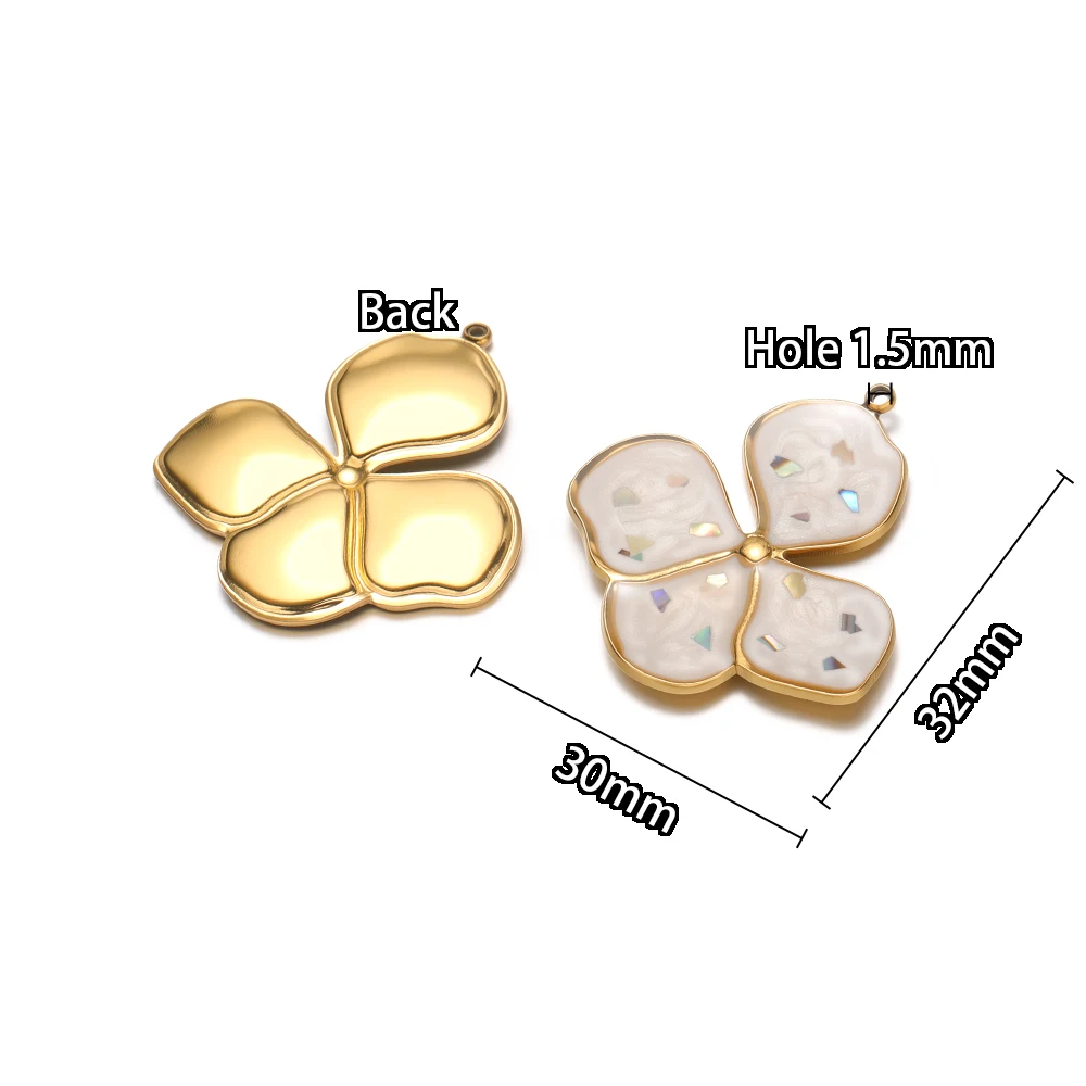 4 Stück Edelstahl-Anhänger mit Einfachen Eleganten Emaille-Blumen für DIY-Schmuck, Damenhalsketten, Anhänger, Zubehör und Ohrringherstellung – Detail 4