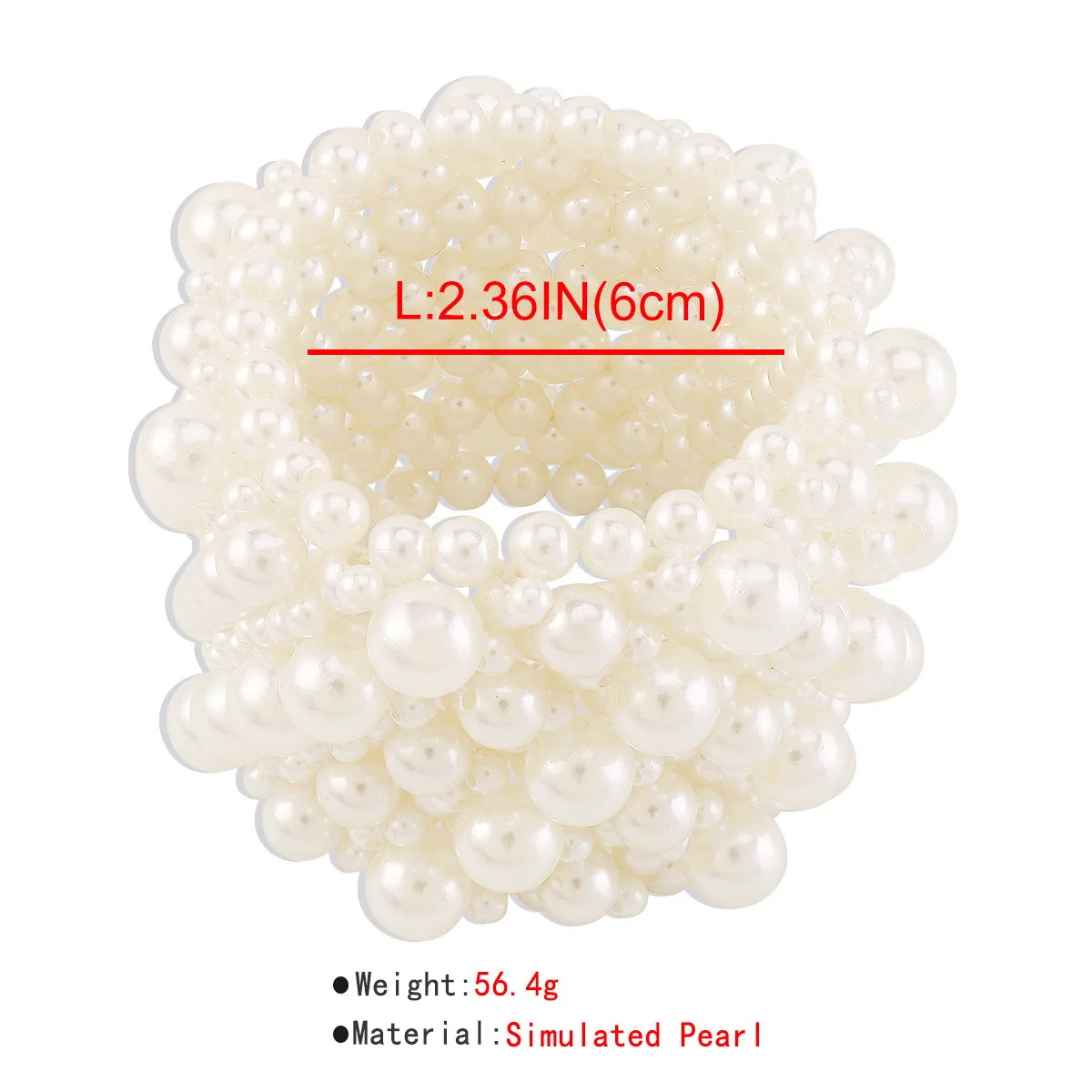 Elegant Wide Elastic White Imitation Pearl Bracelets 6CM Wide Pearl Bracelet For Women Wedding Jewelry