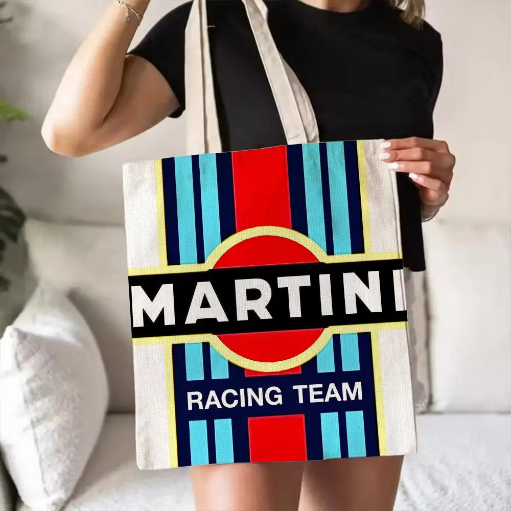 Fashion M-Martini Racing Storage Bags Double-Sided Print Canvas Tote Bag Fashion Large Capacity Women's Shoulder Handbag
