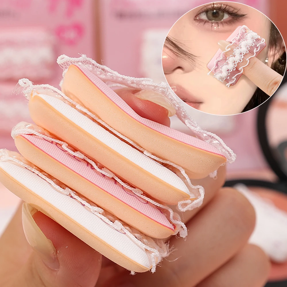 8pcs Mini Size Finger Lace Puff Concealer Foundation Blush Makeup Sponge Professional Cosmetic Powder Puff Mini Makeup Tools