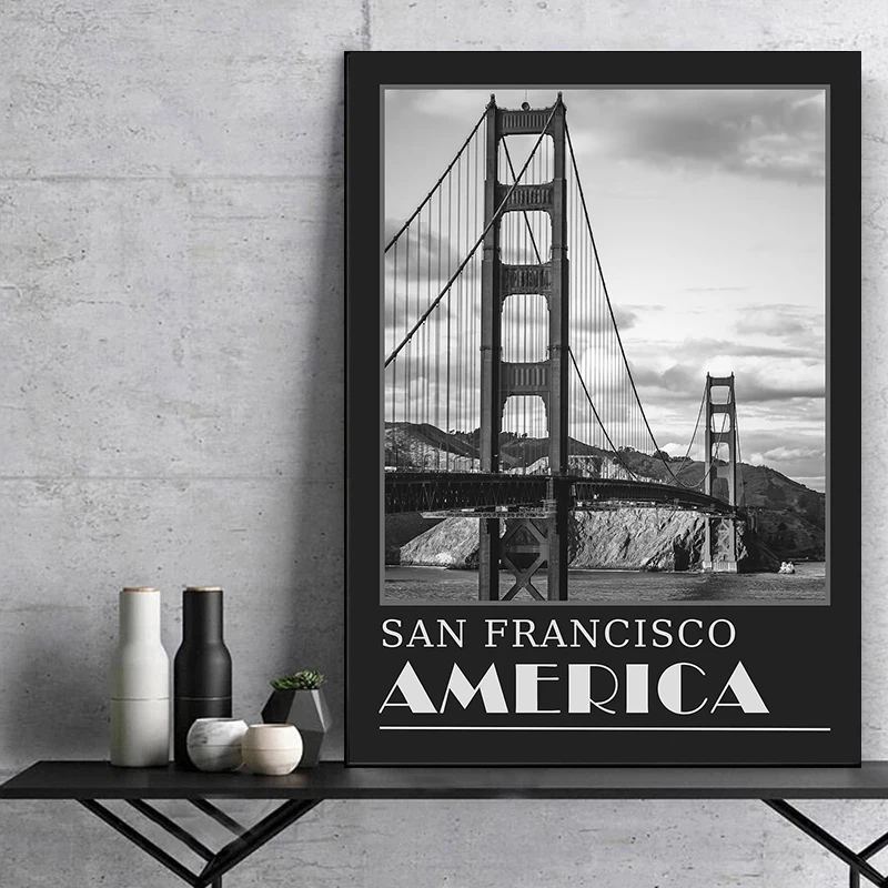 Black and White Photo Travel Posters Around the World Photograph Prints Canvas Painting Wall Art Pictures Home Room Decoration