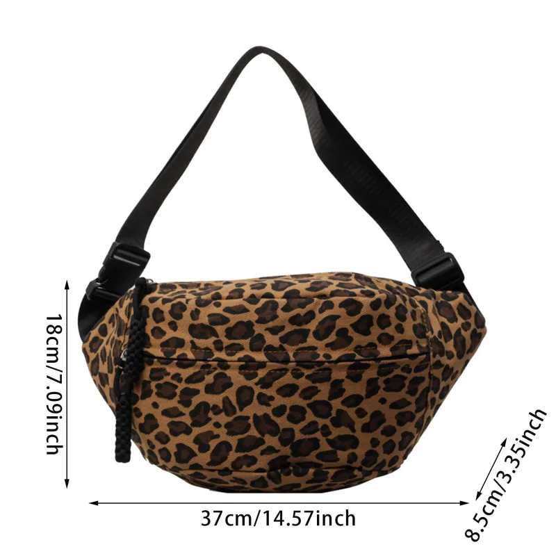 Large Size Leopard Prints Chest Bags For Women Canvas Large Capacity Shoulder Crossbody Bag 2024 Summer Latest Waist Fanny Pack