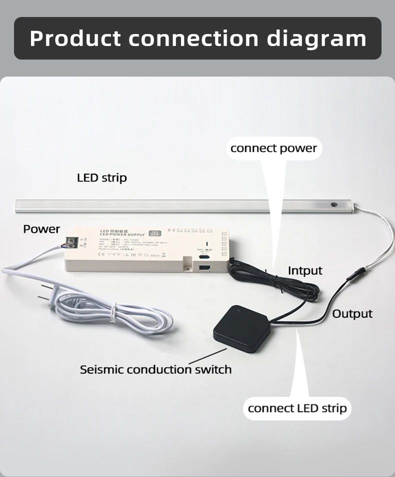 DC12V 24V Plattenförmiger Arbiträrer Vibrationsfrequenzsensor-Schalter mit 50W für Schrankbeleuchtung – Detail 3