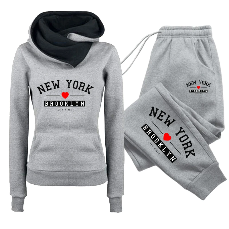 2026 Trainingsanzug mit Herzmuster, Kapuzenpullover und Jogginghose, Herbst-Winter, Damen, Alltag, Freizeit, Sport-Outfit, Damen-Set/Hoodie/Hose – Detail 3