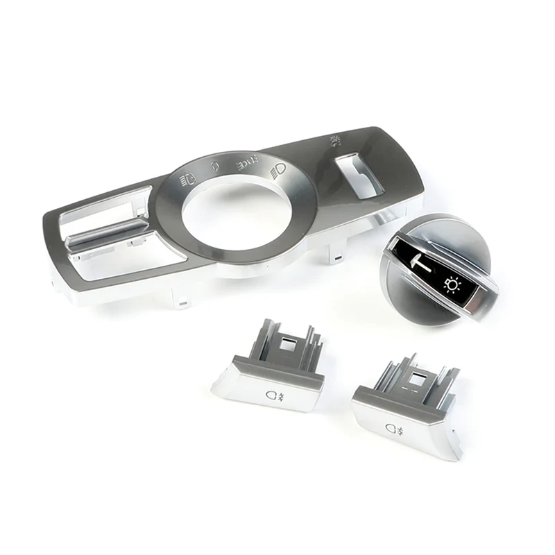 

Durable-4Pcs/Set Headlight Switch Rotation Button Head Light Lamp Control Panel For BMW 5 6 7 Series X3 X4 Silver Replacement Pa