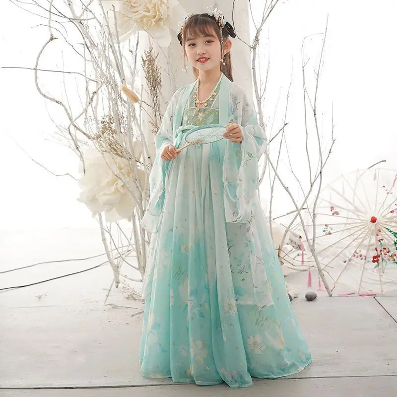 Chinese Hanfu Dress Girls New Year Costume Ancient Hanfu Dress Children Carnival Fairy Cosplay Costume Pink Dress For Girls 3-15