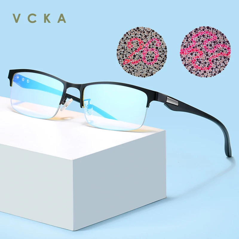 VCKA – lunettes légères rouges, vertes et aveugles pour hommes et femmes, transparentes, avec Correction de couleur, pour définir la couleur, TR90