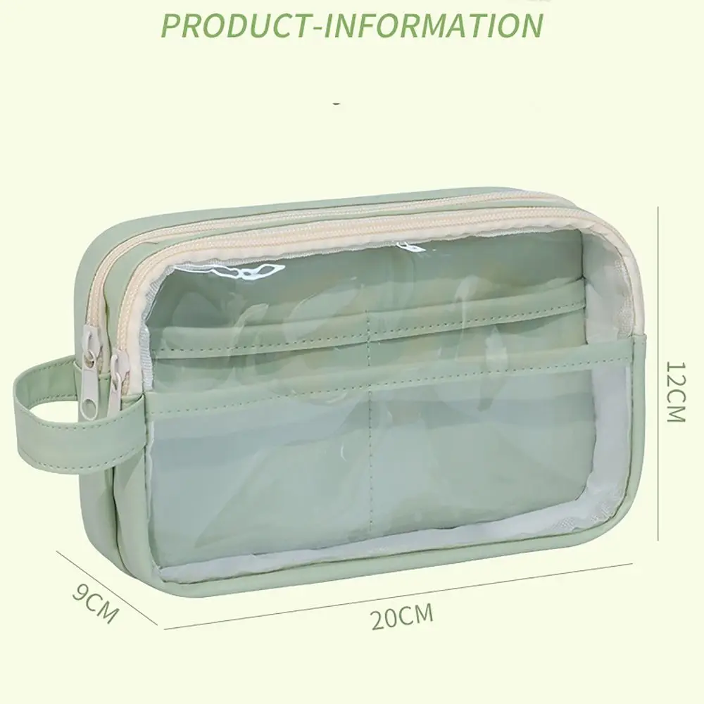 Multi-functional Pencil Case Transparent Large Capacity Pen Bag with Handle Stationery Storage Pouch Office School Supplies