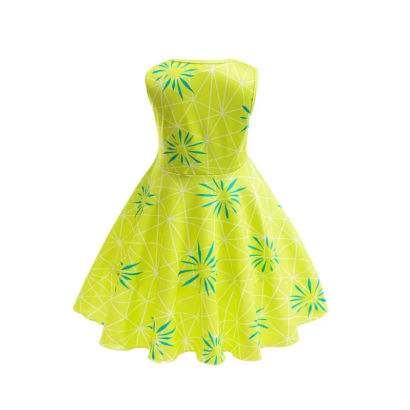 فستان الأميرة التنكري للفتيات من فيلم Happy Role Playing + فستان حفلات مطبوع عليه فتاة الهالوين وأعياد الميلاد باللون الأخضر