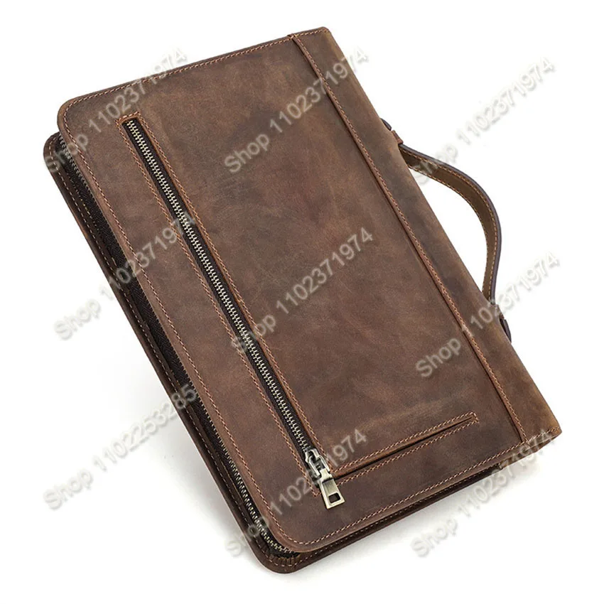 

Handmade Zipper Handheld Leather Cover Luxury Retro Leather Notebook Cover Case Business Office School Supplies Stationery