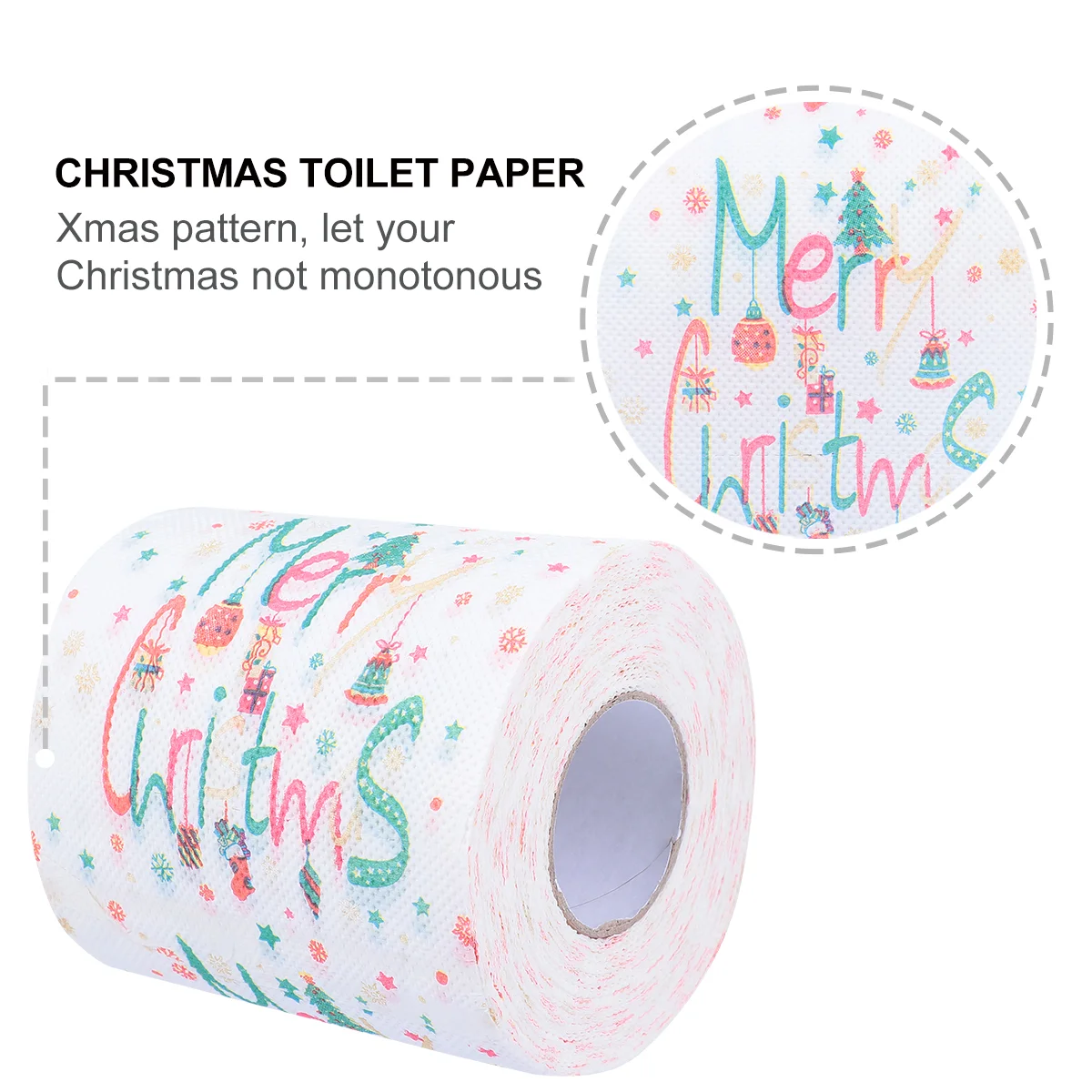 Rollo de papel higiénico impreso en rollo de papel navideño, impresión divertida para el hogar colorida